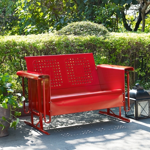 Crosley Bates Loveseat Glider in Red