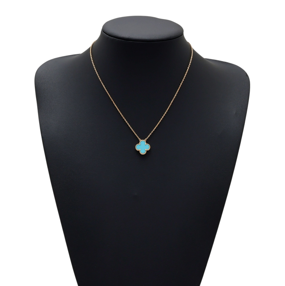 Van Cleef & Arpels Vintage Alhambra Necklace 18K Yellow Gold Turquoise