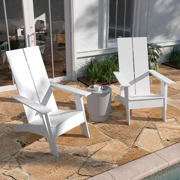 Modern Dual Slat Back Adirondack Style Chairs,Set of 2