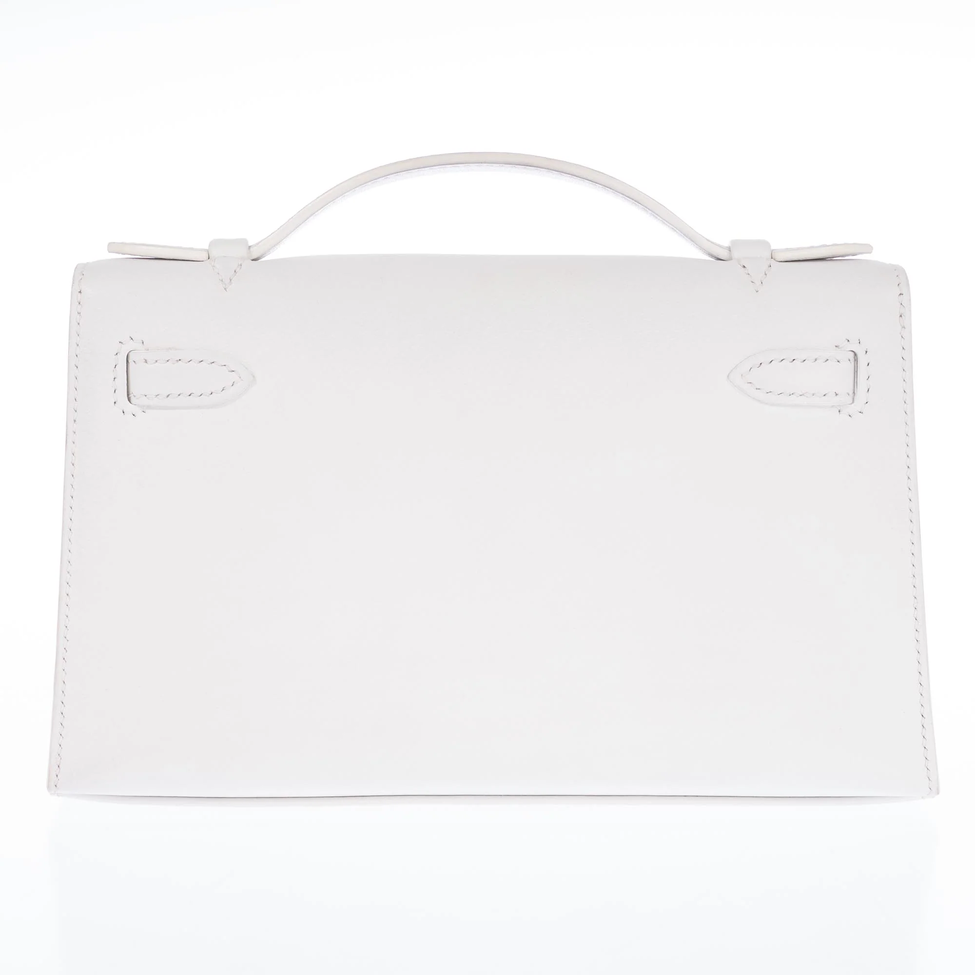 Hermès Kelly Pochette White Swift Palladium Hardware