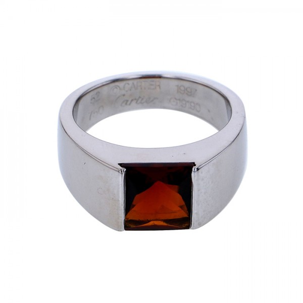 Cartier Tank Ring K18WG White Gold Ring Garnet