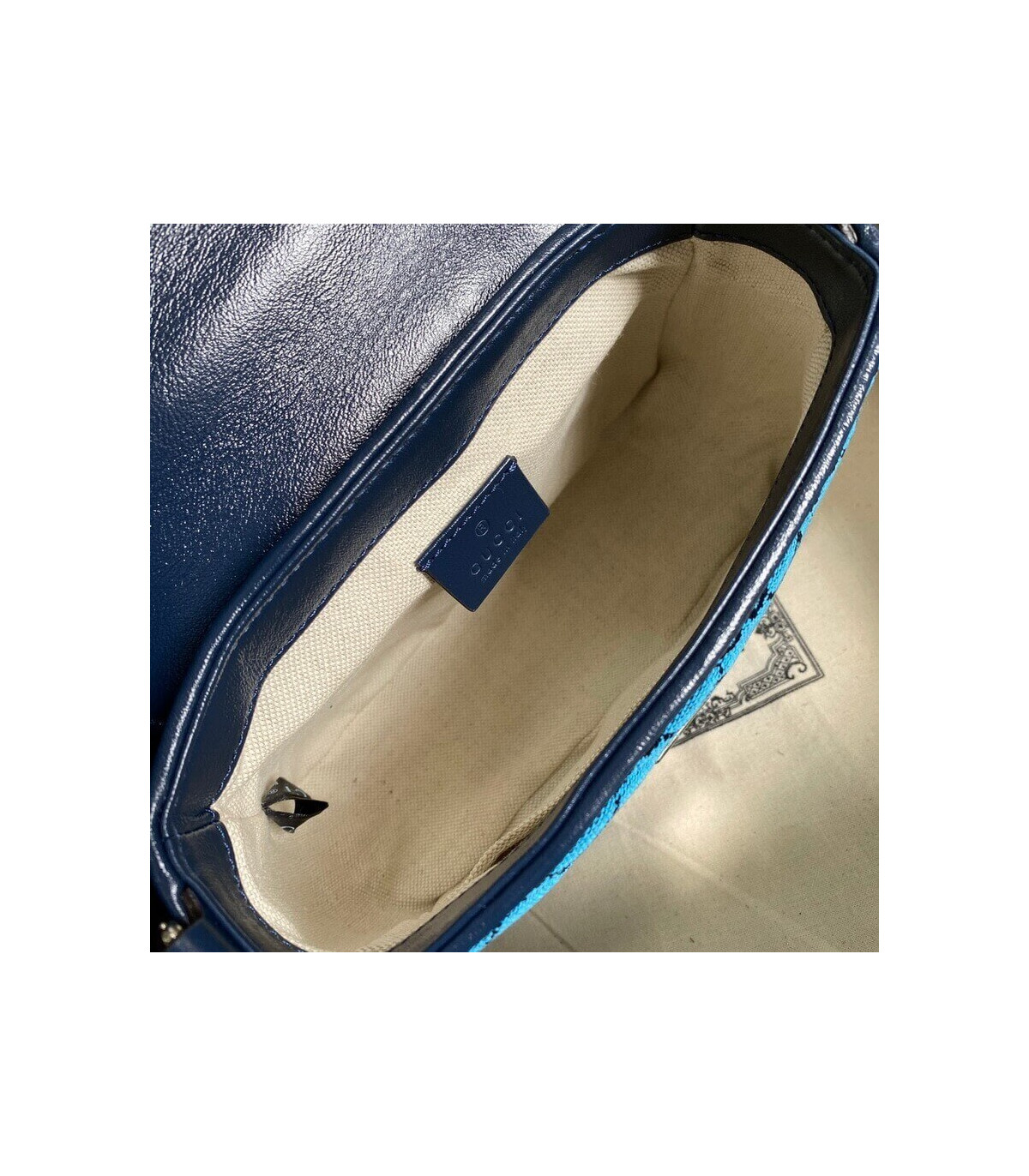 Gucci GG Marmont Multicolour Mini Top Handle Bag Blue