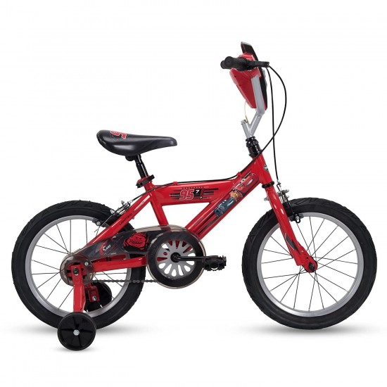 Cars Kid Bike Quick Connect Assembly, Handlebar Plaque w/ Sounds & Training Wheels, 16″