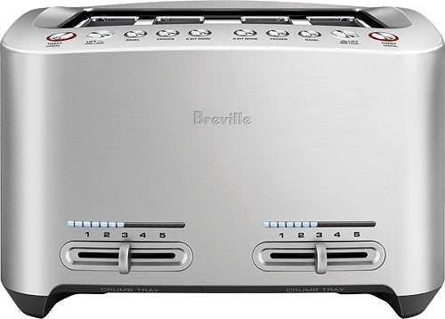 Breville - Smart Toaster 4-Slice Wide-Slot Toaster - Steel