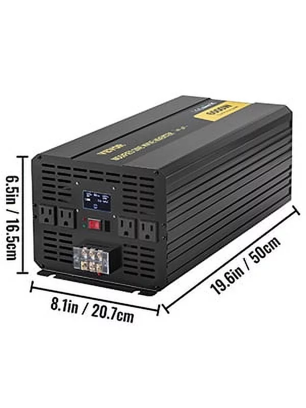 VEVOR Power Inverter 6000W Modified Sine Wave Inverter DC 12V to AC 120V Car Converter with LCD Display Remote Controller LED Indicators AC Outlets Power Inverter