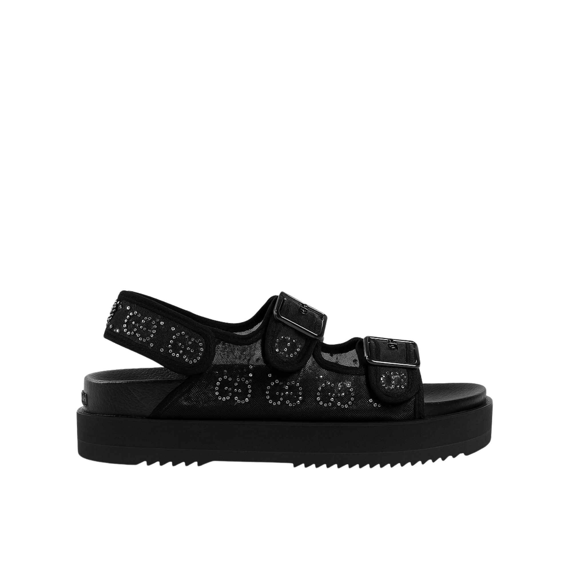 Gucci Gg Sandal With Crystals Black 701158 F13A0 1000