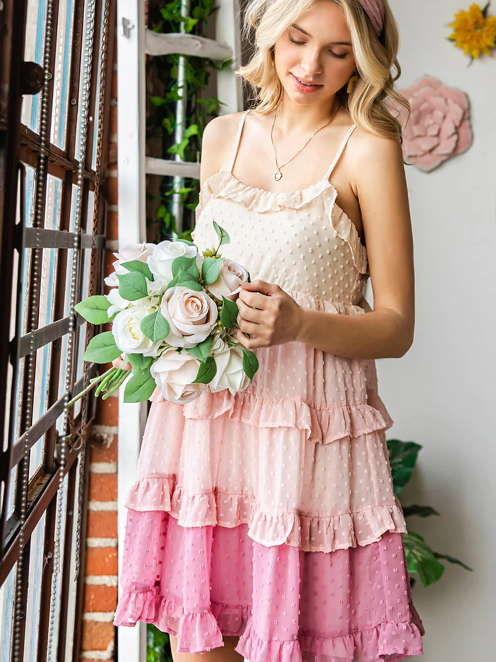 Swiss Dot Ruffled Tiered Mini DressClistos