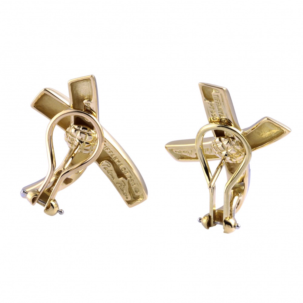 Tiffany & Co. Paloma Picasso Max (x) Earrings 18K Yellow Gold Diamond