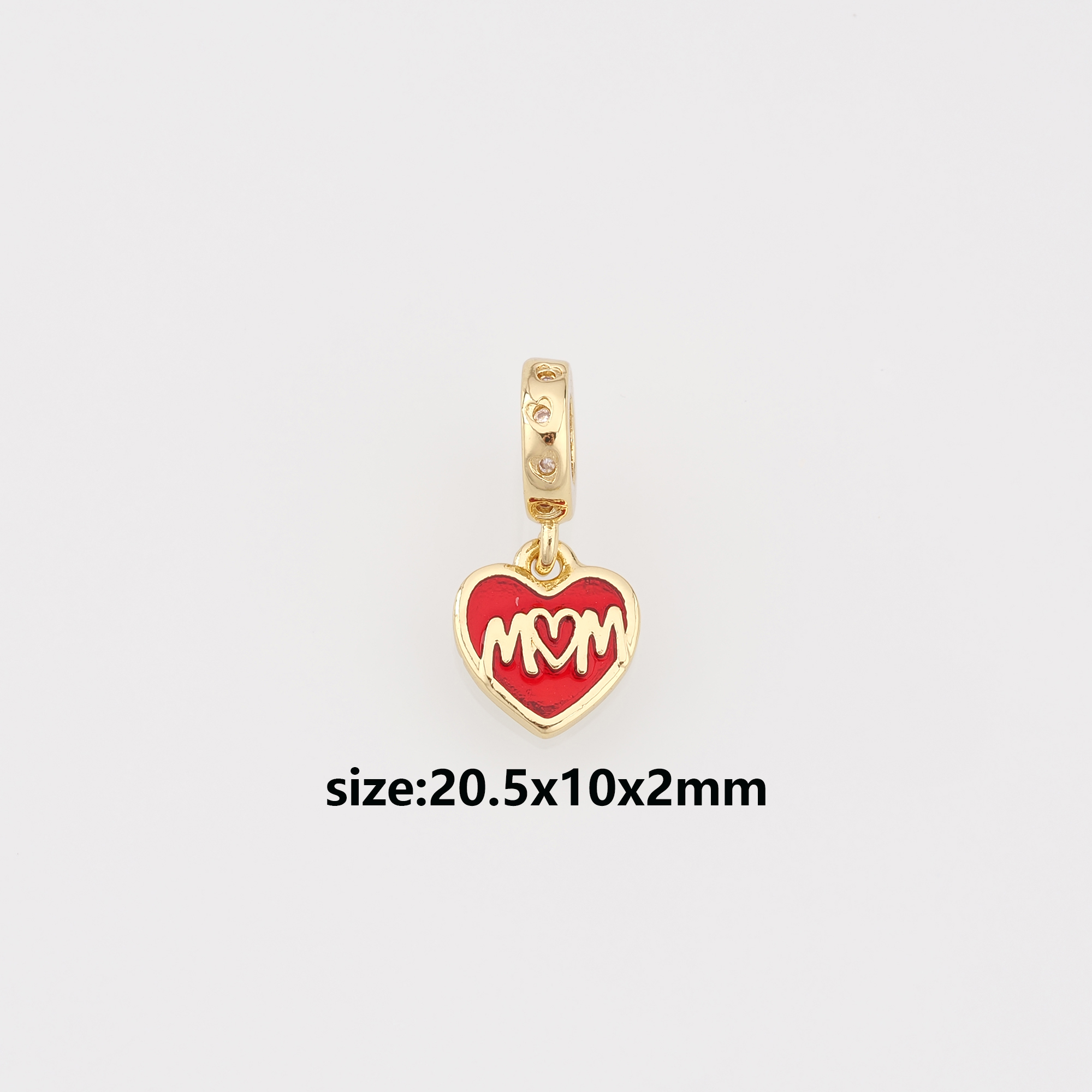 18K Gold Filled Heart Pendant,Enamel Heart Mom Charm Earrings Necklace for DIY Jewelry Making Supply