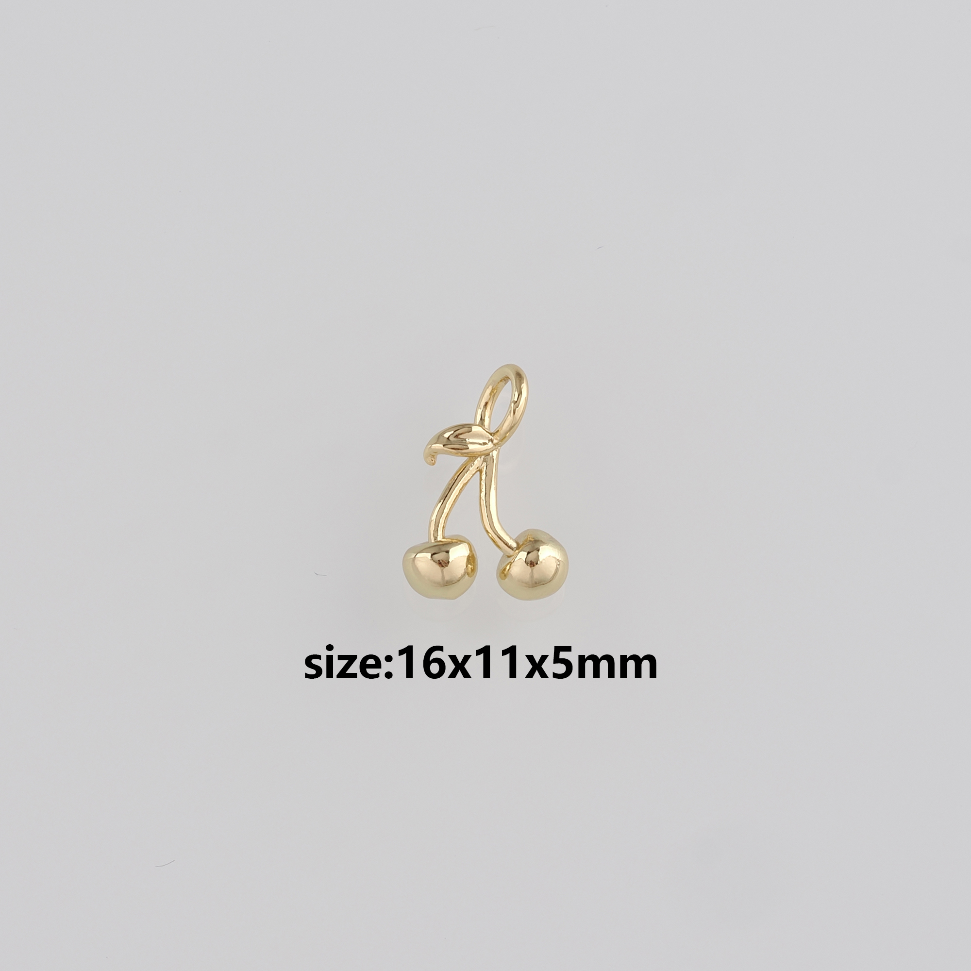 18K Gold Filled Cherry Pendant,Fruit Charm Earrings Necklace for DIY Jewelry Making Supply