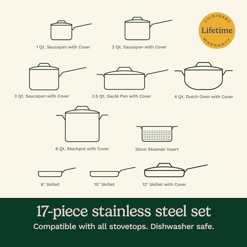 17-Piece Cookware Set, Chef’s Classic Steel Collection