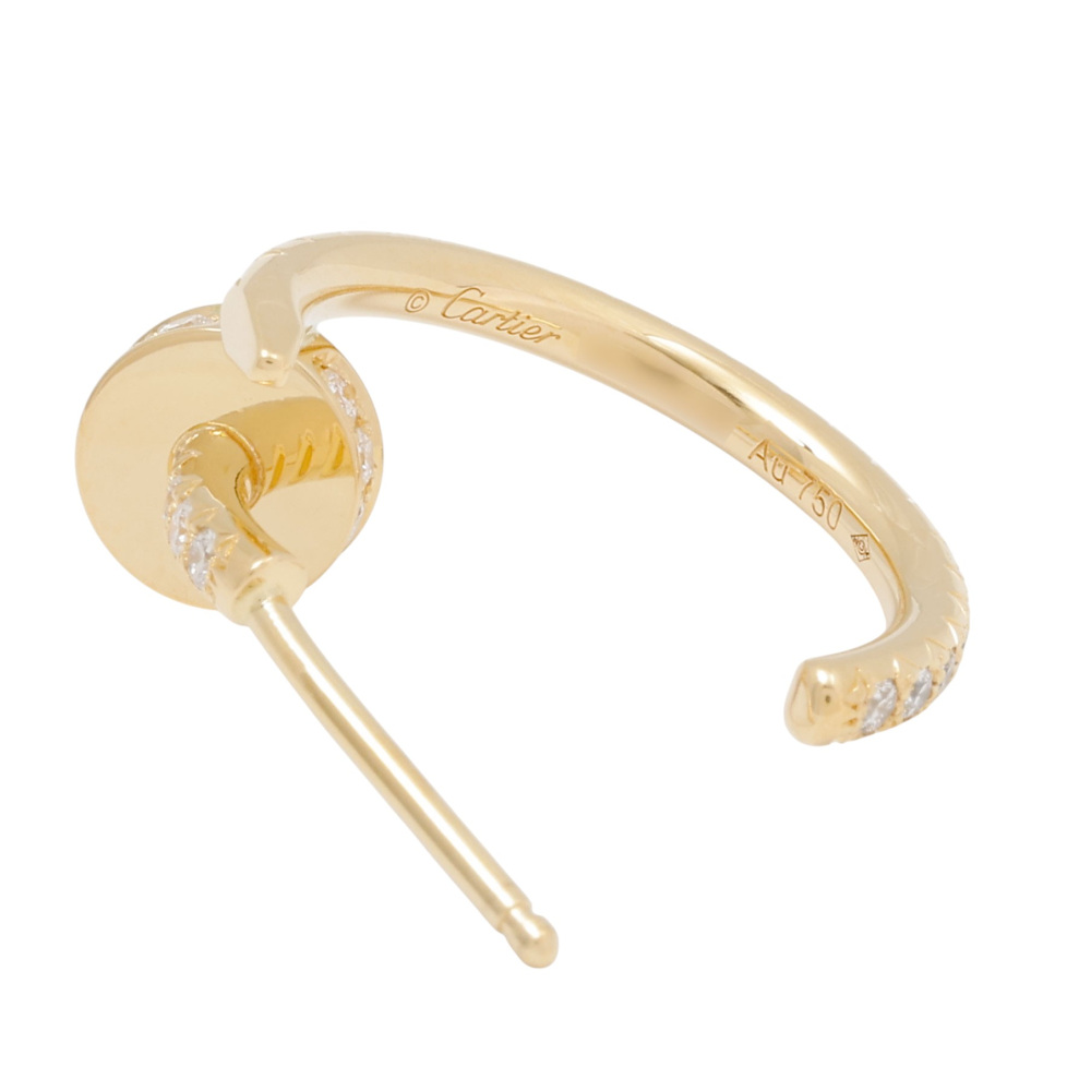 Cartier Juste un Clou Hoop Earrings Pave 18K Yellow Gold B8301430