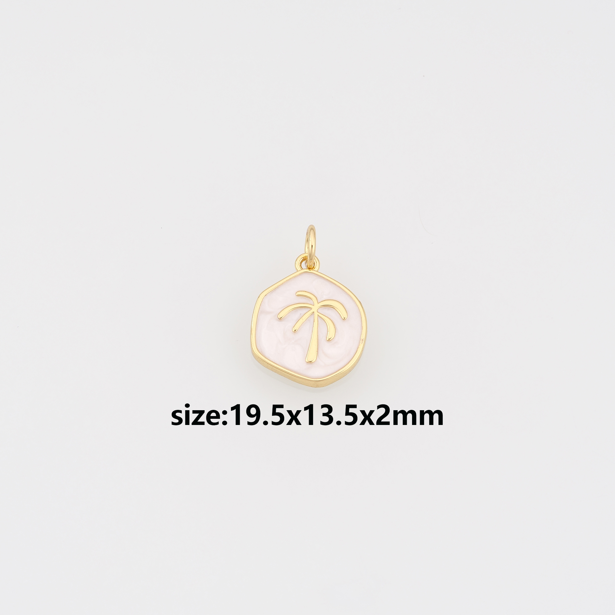 18K Gold Filled Coconut Tree Pendant,Enamel Palm Tree Charm Earrings Necklace for DIY Jewelry Making Supply