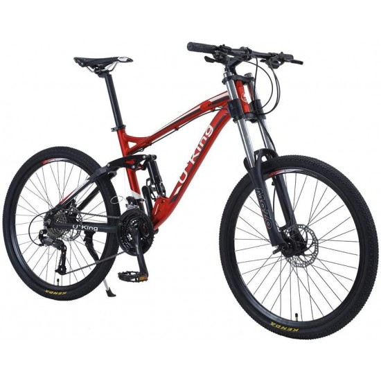 Speed Mountain Bike, Aluminum Bicycle with Brake Set, Full Suspension MTB, Lightweight, Dual Disc Brake, 26 Inches Wheels Outdoor Bike for Adults, Men, Women