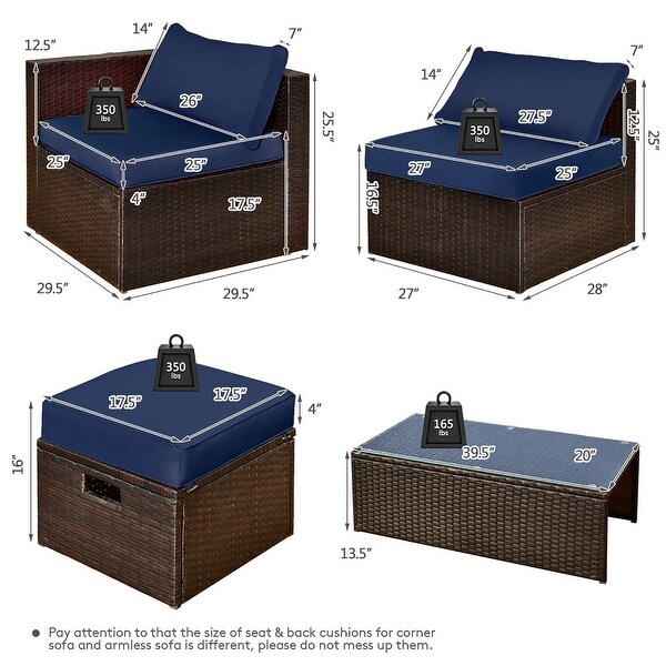 Gymax 8PCS Patio Rattan PE Wicker Conversation Set AllWeather