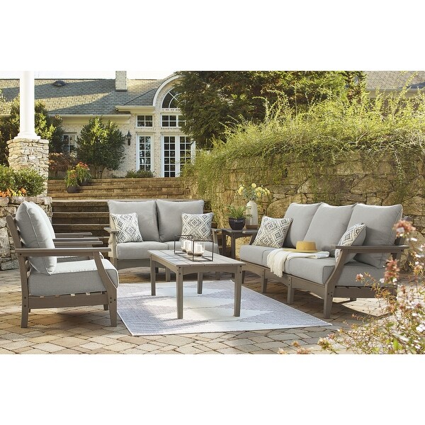 Signature Design by Ashley Visola Gray 6Piece Outdoor Sofa and Loveseat Set