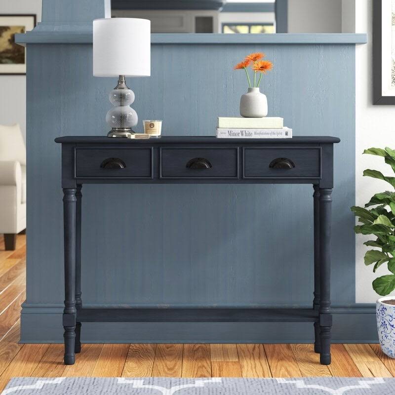 Burlington 3-Drawer Wood Console Table, 39.5x22 Wide - Sahara