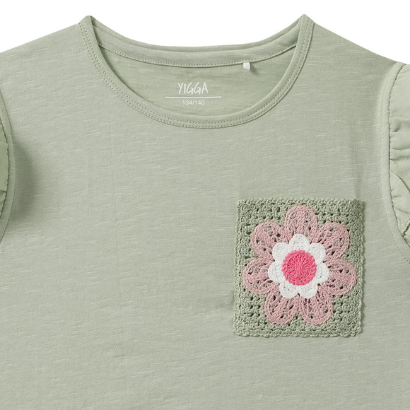 Yigga Mädchen T-Shirt mit Häkeltasche