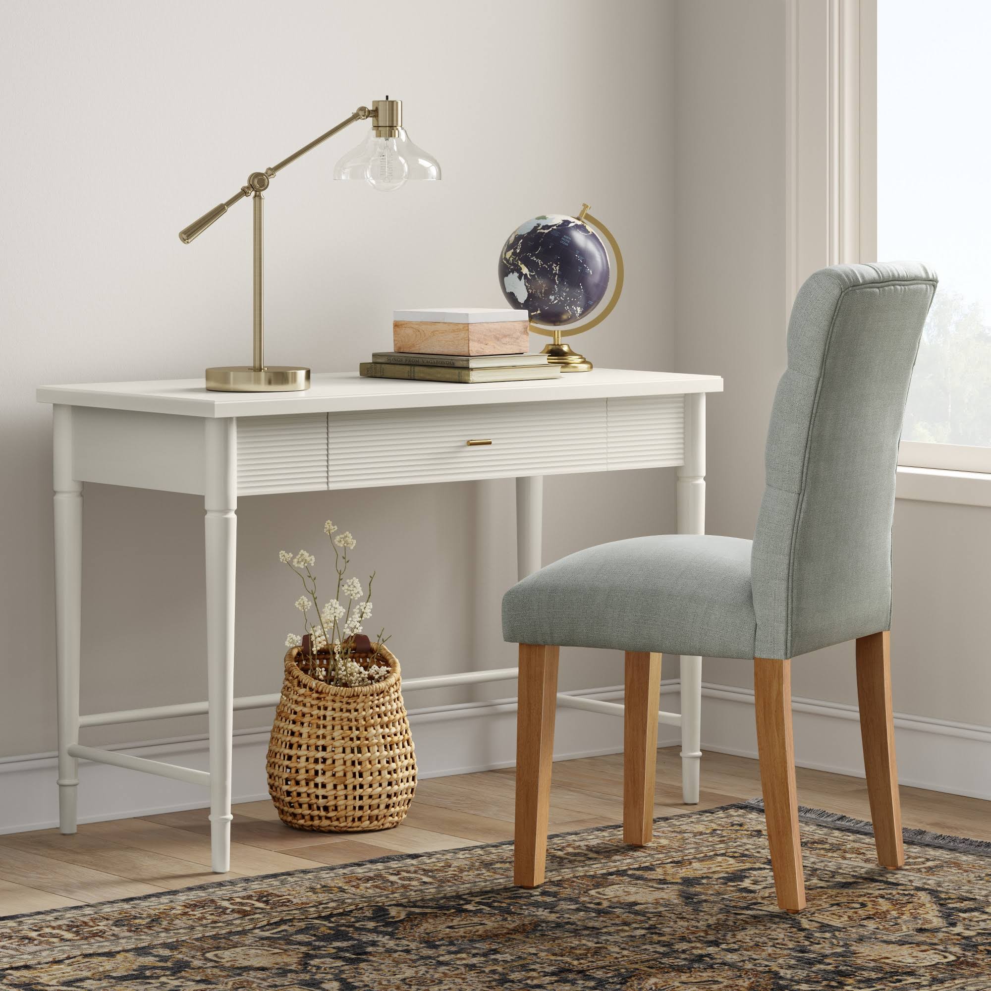 Cambridge Wood Writing Desk with Drawers White - Threshold