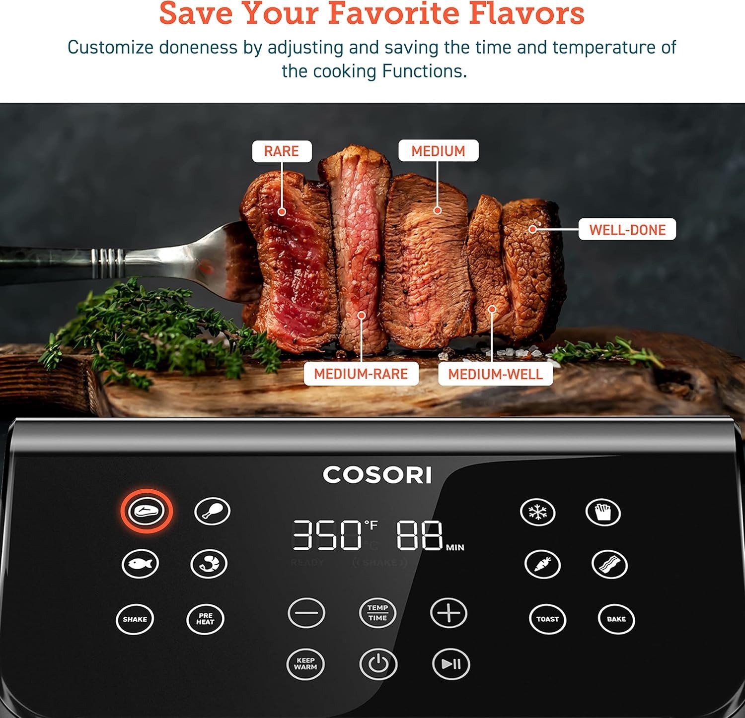 5.8QT 12-in-1 Air Fryer, 360° Air Circulation, Custom Shake Reminder, Dishwasher Safe