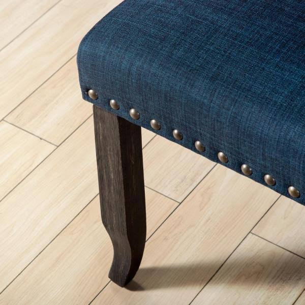 Furniture of America Anthus Blue Nailhead Button Tufted High Back Bench