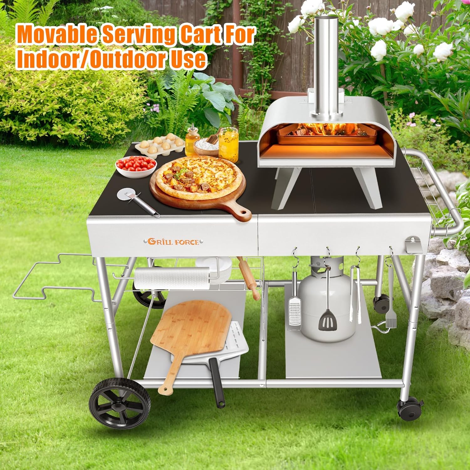 Portable Outdoor Pizza Oven Table Stand - Fits Ooni, Ninja, Blackstone