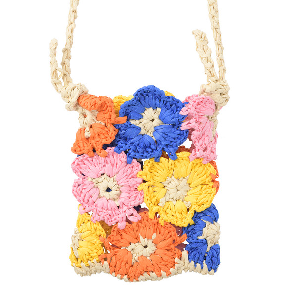 Topolino Mädchen Strohtasche mit bunten Blumen