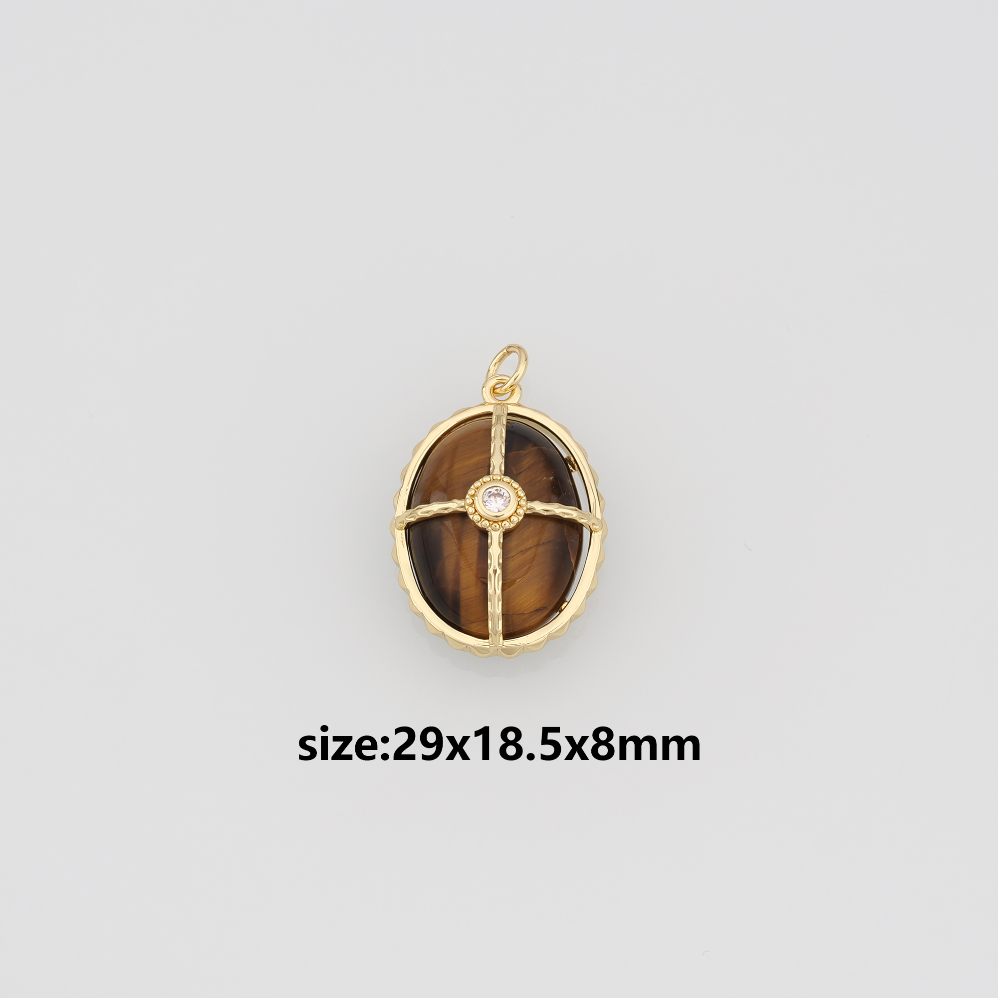 18K Gold Filled Oval Pendant,Natural Stone Charm Earrings Necklace for DIY Jewelry Making Supply