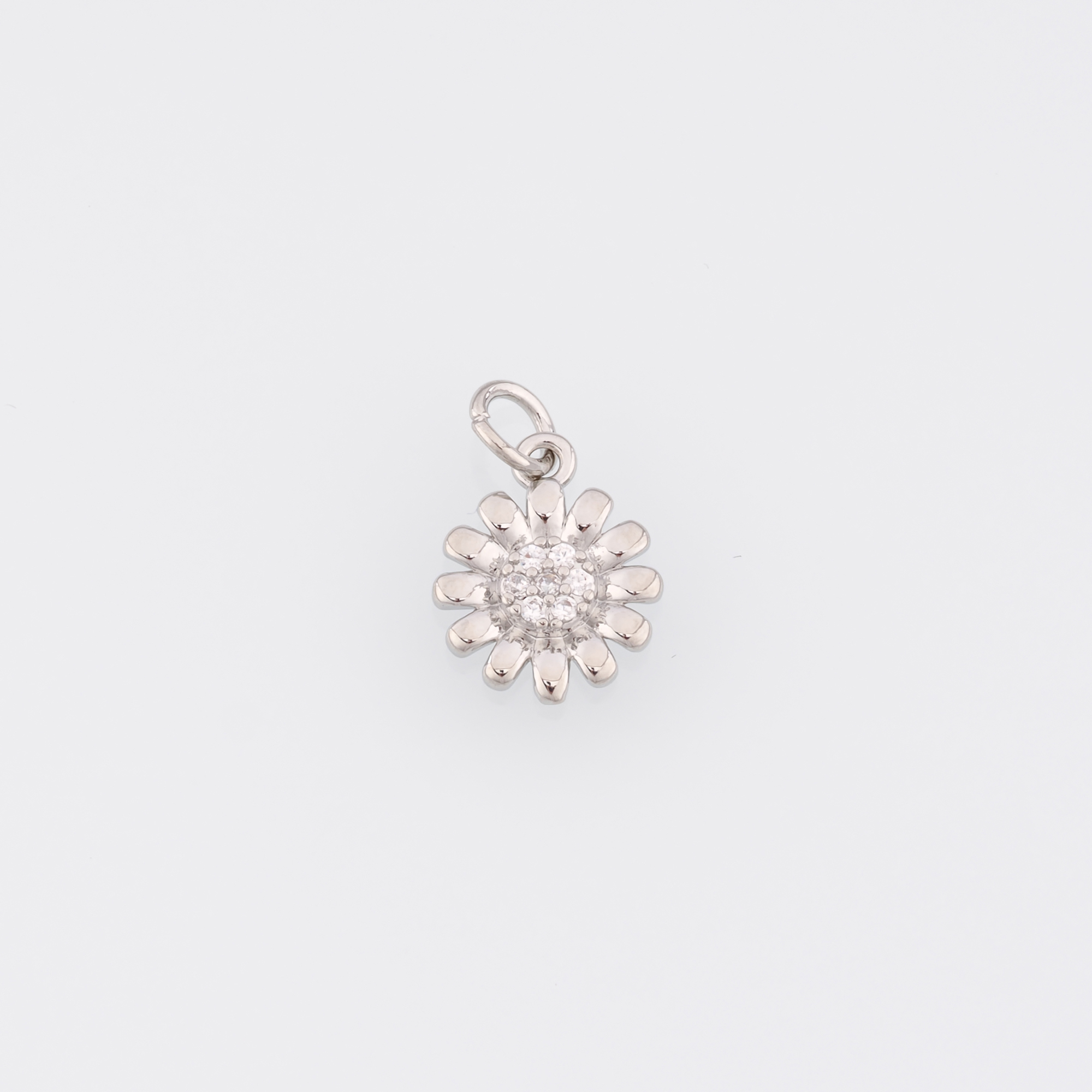 18K Gold Filled Daisy Pendant,CZ Micro Pave Flower Charm Earrings Necklace for DIY Jewelry Making Supply