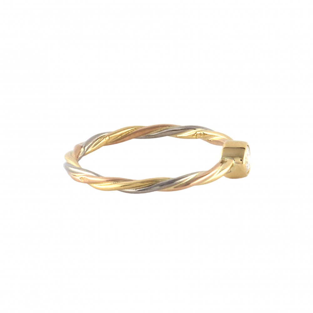 Cartier Twist 1PD K18YG Yellow Gold K18PG Pink Gold K18WG White Gold Ring Tri-Gold Diamond