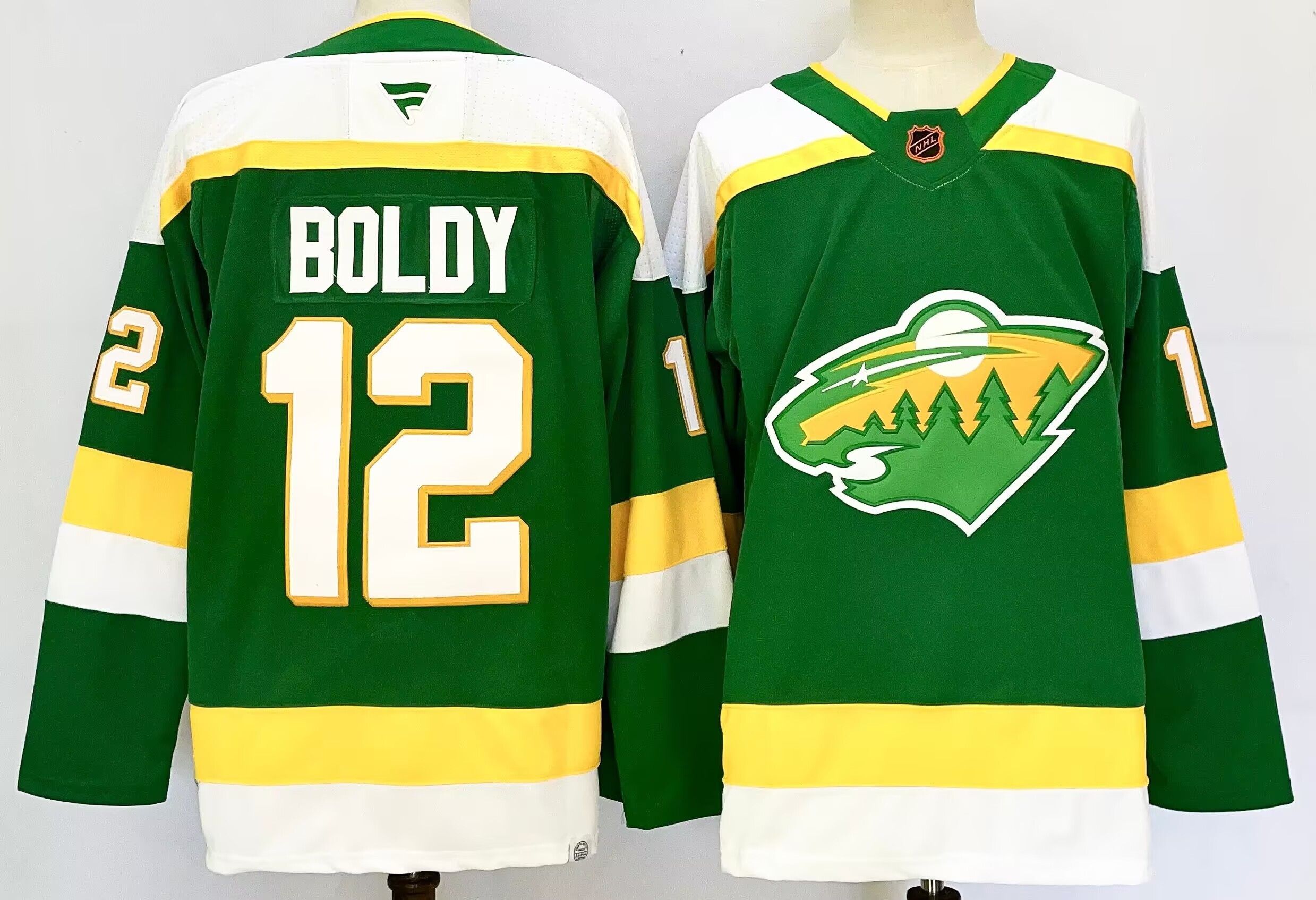 Men's Minnesota Wild Matthew Boldy #12 Fanatics Bright Green Retro Version Player Jersey