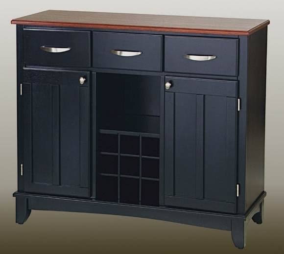 Home Styles Furniture 5100-0042 Black Buffet with Cherry Wood Top