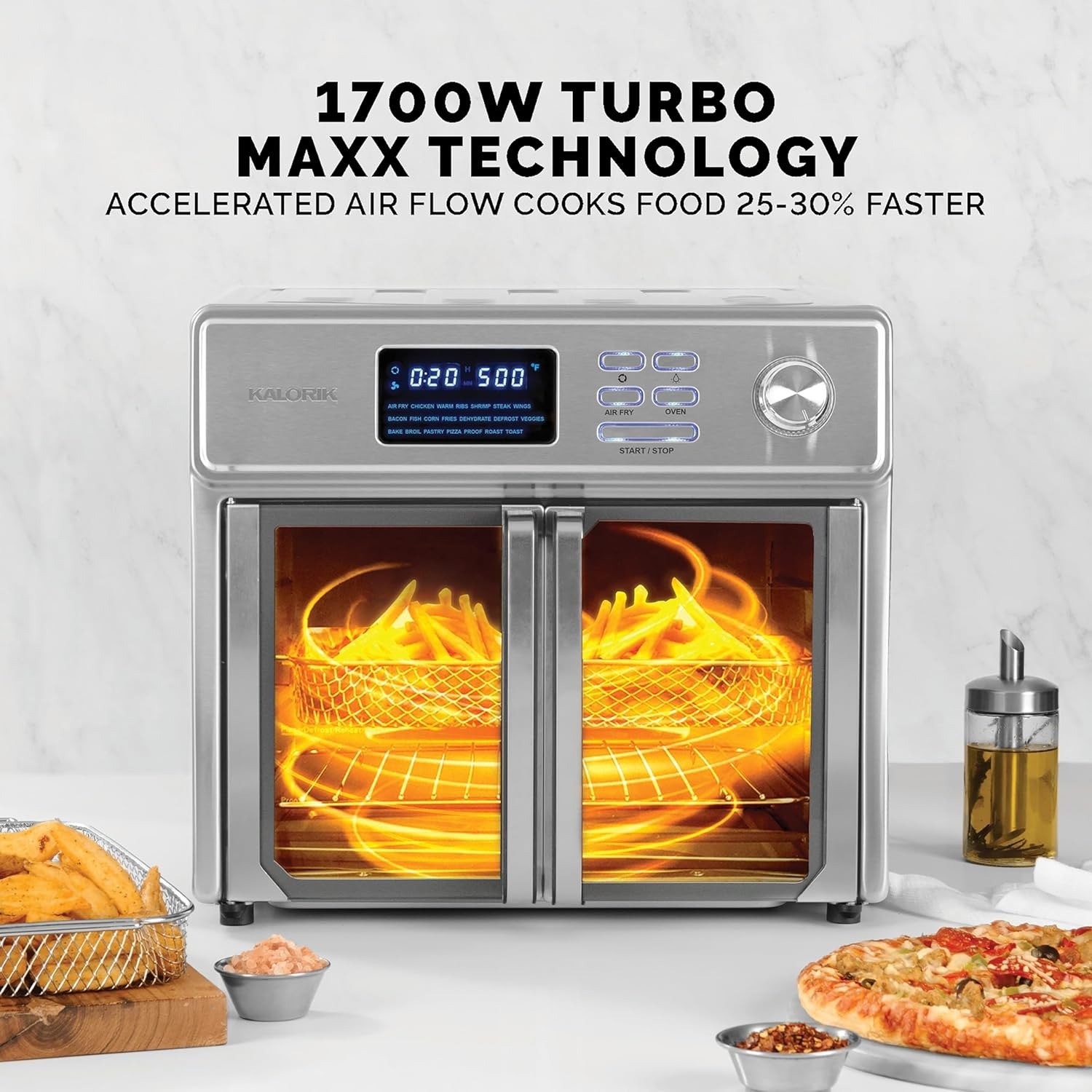 26QT 10-in-1 Air Fryer Oven, Turbo Rapid Cook, 21 Presets, 9 Accessories, Stainless Steel
