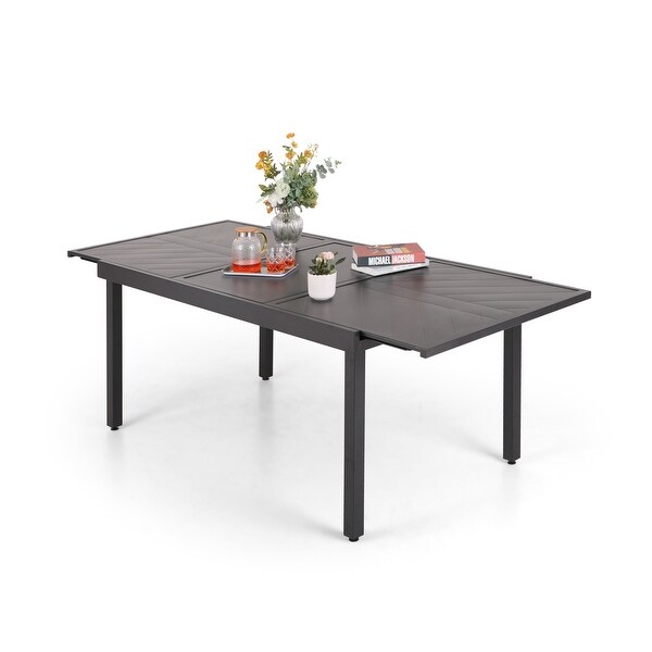 MAISON ARTS 7/9 Patio Dining Set,6/8 Sling Patio Swivel Dining Chairs and 1 Expandable Metal Dining Table