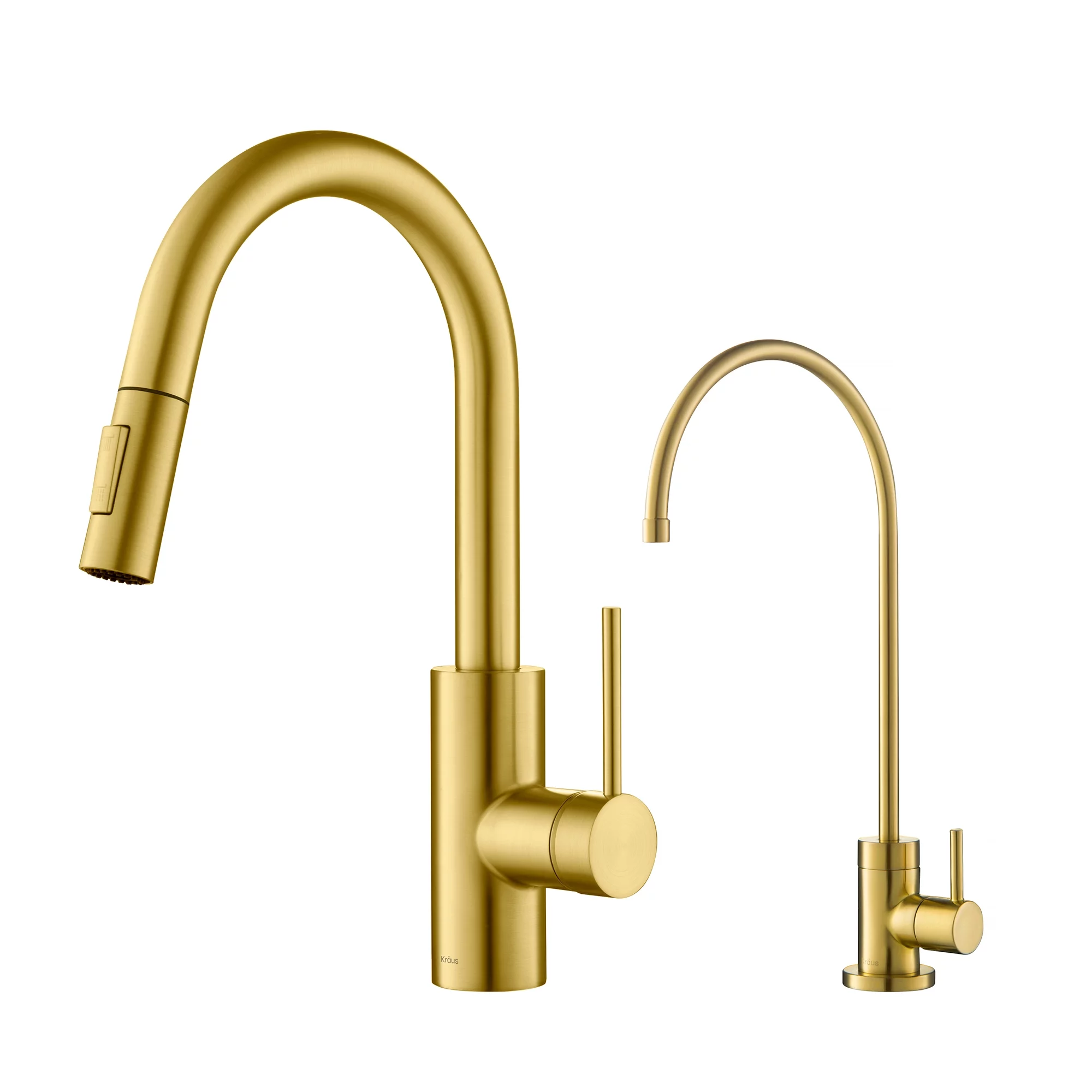 KRAUS Oletto™ Pull-Down Kitchen Faucet and Purita™ Water Filter Faucet Combo in Brushed Brass