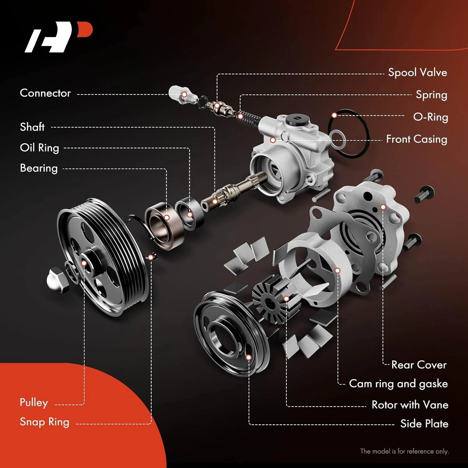 A-Premium Power Steering Pump with Pulley Compatible with Infiniti EX35 EX37 G35 G37 M35 M37 Q40 Q50 Q60 2007-2017
