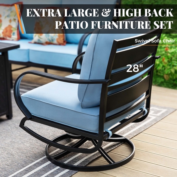 MAISON ARTS 5/7Seat Patio Conversation Set,Sofa Set with 2 x Single Sofa Chairs,1 x 3seater Sofa and Coffee Table/Ottomans