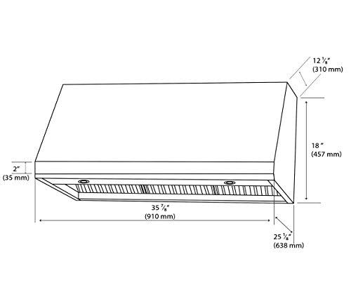 Ancona Pro UC LED Under-Cabinet Range Hood, 36-Inch, Stainless Steel