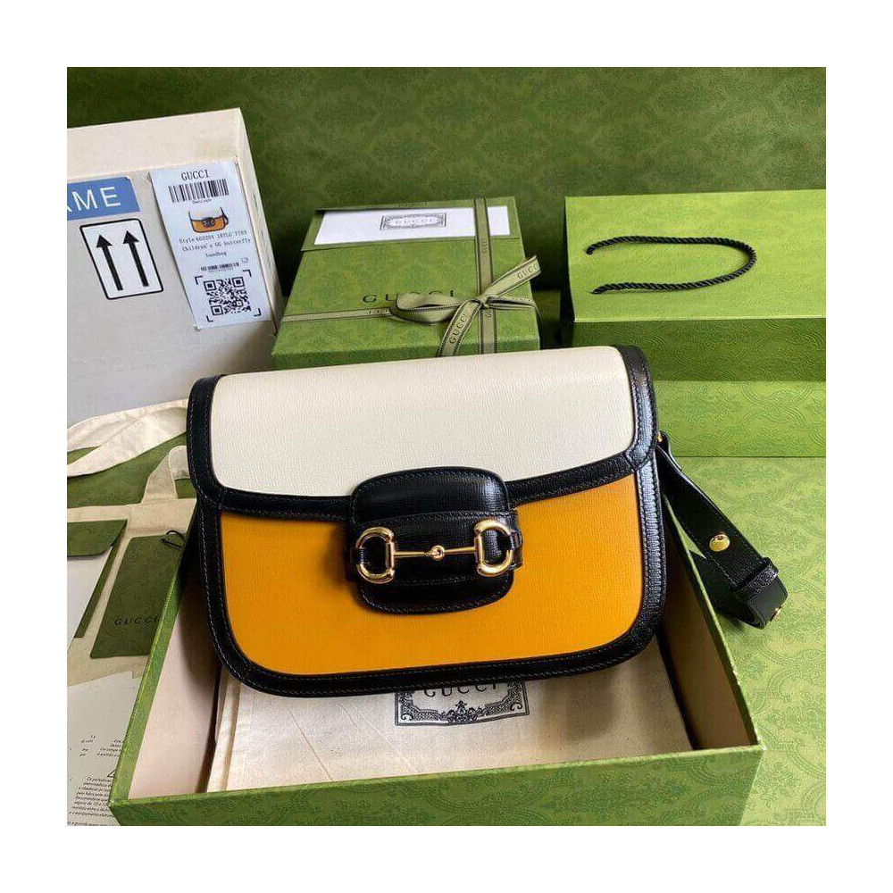 Gucci Horsebit 1955 Small Bag in White/Sand Leather