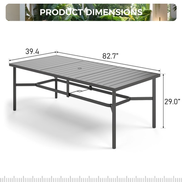 9Piece Patio Dining Set,Metal Table and Foldable Sling Dining Chairs with 7 Levels Adjustable