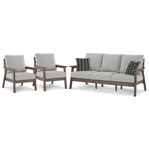 Signature Design by Ashley Emmeline Brown/Beige 3Piece Outdoor Seating Package