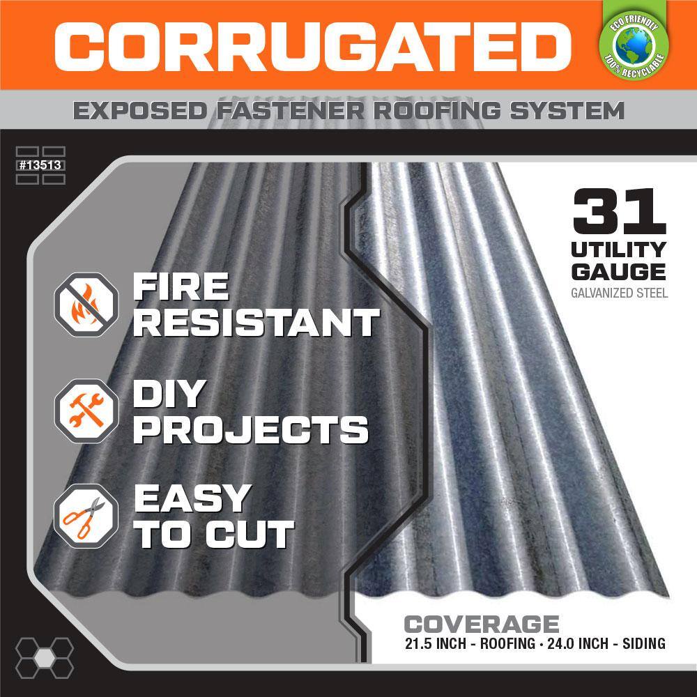 8 ft. Corrugated Galvanized Steel 29-Gauge Roof Panel