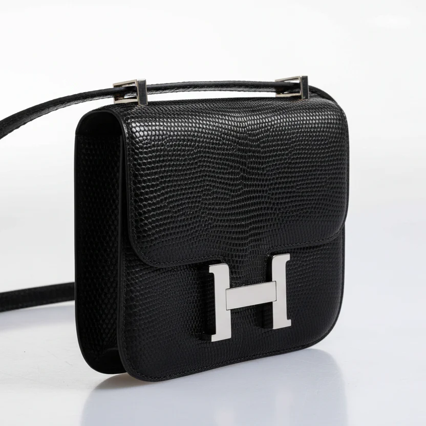 Hermès Constance Micro 14 Noir Lizard Gold Hardware