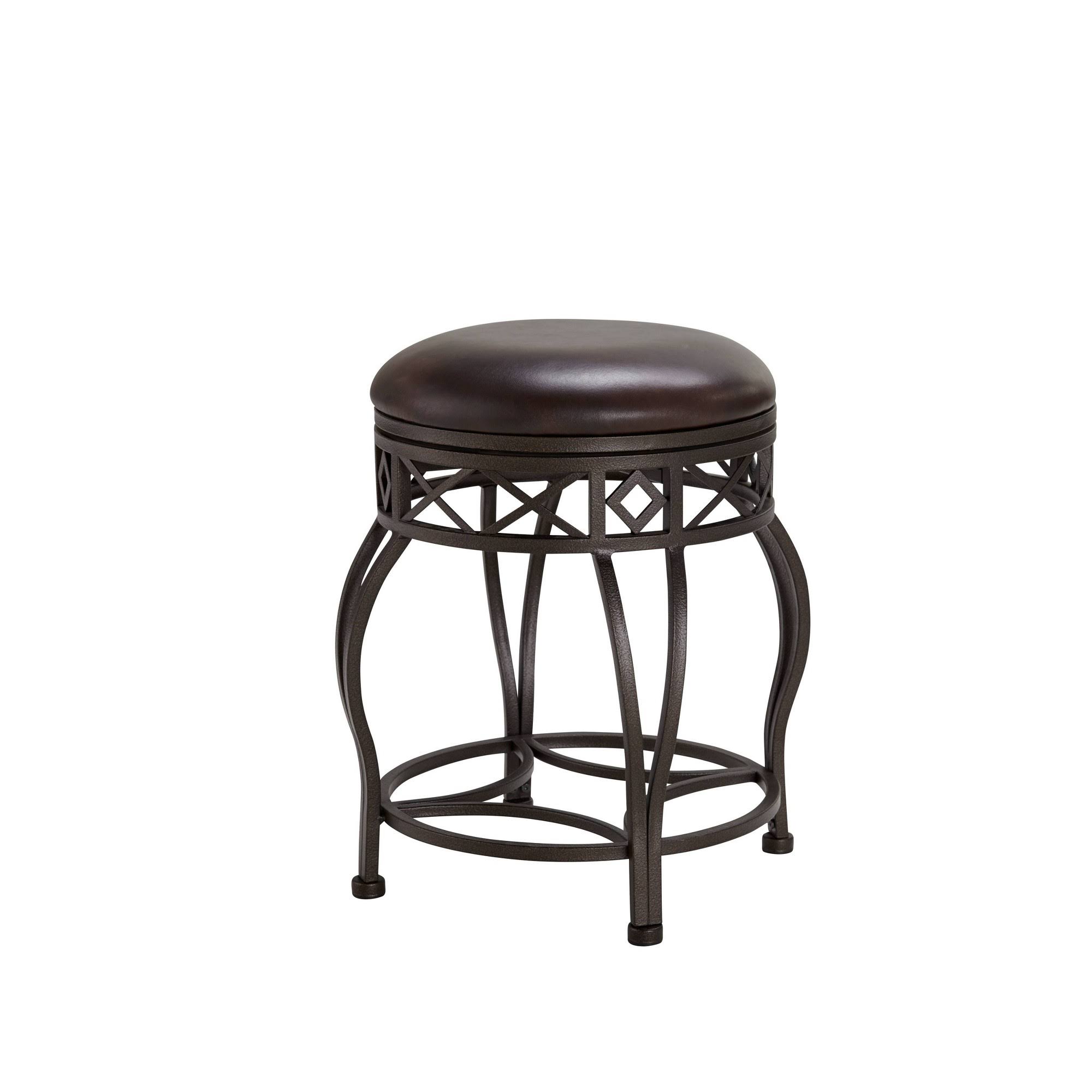 Backless Adjustable Metal Frame Barstool, Brown