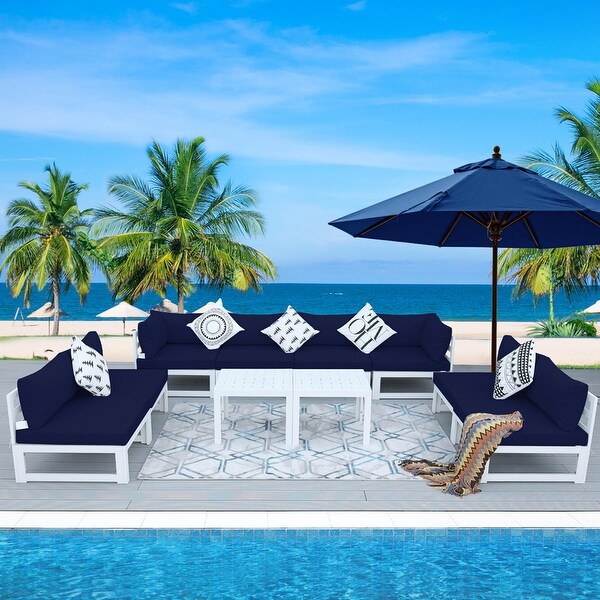 Nicesoul White Aluminum Modern Patio Furniture Sectional Sofa Set with Cushion