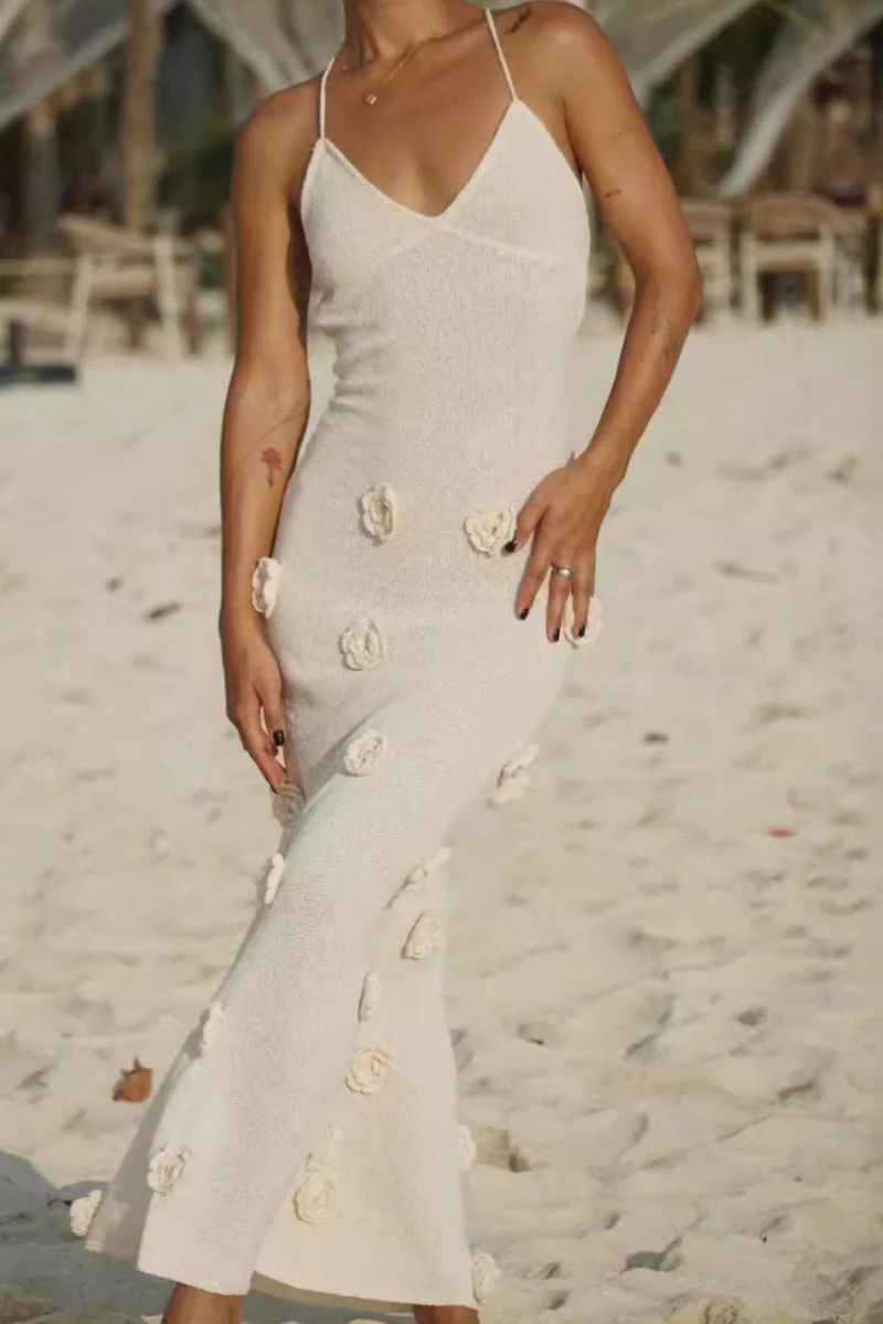 Backless Floral Lace-Up Maxi DressClistos