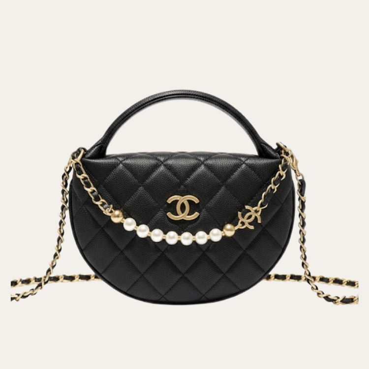 Chanel Quilted Chain Around Pouch Black 7.5 Inches