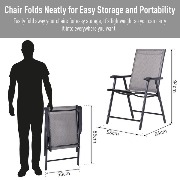 Podena Grey Folding Patio Chairs (Set of 2) by Havenside Home