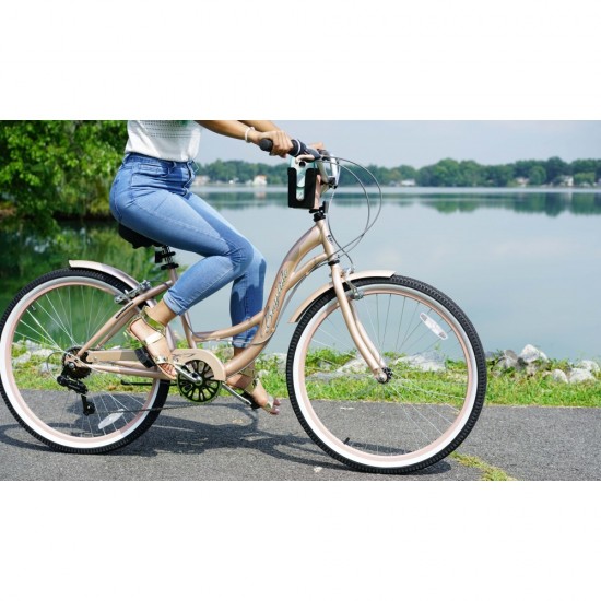 26″ Bayside Women’s Cruiser Bike, Rose Gold