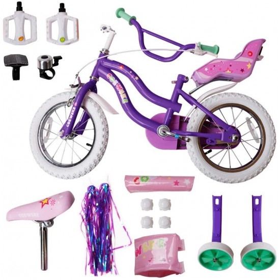 Kid’s Bike Steel Frame Children Bicycle Little Princess Style 12-14-16-18-20 Inch with Training Wheel
